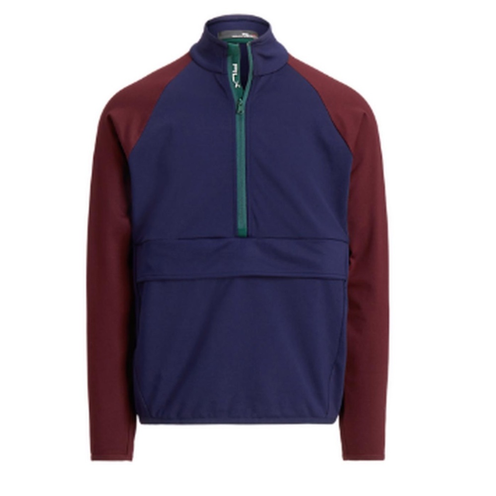 RLX Ralph Lauren Lux Jersey 1/2 Zip Pullover Burgundy Navy Green
